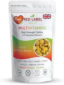 Red Label Health Multivitamin Tablets for Men & Women, 360 Tablets (1 Year Supply), A-Z Multivitamins, Essential High Strength Supplement for Immune Support & Wellbeing, One a Day Multivitamins