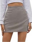 Floerns Women's Plaid High Waist Bodycon Mini Skirt Brown Multi S