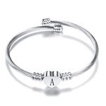 SBI Jewelry Women Initial Bracelets Cuff Letter A Silver Heart Bangle Charm Bracelets for Mom Sister Daughter Granddaughter Birthday