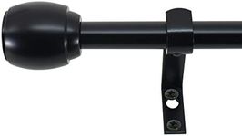 Decopolitan 5/8" Cap Curtain Rod Set, 28 to 48 Inches, Black