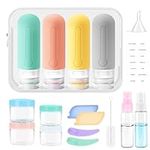 18 Pack Travel Bottles for Toiletries, Dalugo BPA Free Leak Proof Refillable Travel Containers, Squeeze Silicone Travel Toiletry Bottles for Shampoo Conditioner Lotion Soap