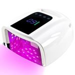 BOMOQING 96W Rechargeable UV LED Nail Lamp, Portable Cordless UV Light for Nails with LCD Display Auto Sensor, 4 Timer Setting and Smart Sensor Nail Dryer,Nail Cure Light with Removable Bottom(White)