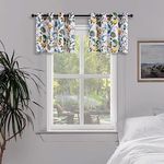 Topfinel White Kitchen Room Darkening Valances 24 Inch Length Vintage Botanical Floral Hummingbird Thermal Insulated Grommet Small Window Curtains for Track Laundry Kitchen, Camper 2 Panels