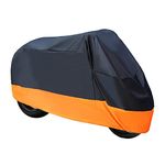 SLTG2020 Black Waterproof Motorcycle Cover All Season Outdoor Universal Weather Protection with Lock-Holes & Storage Bag Motorbike Vehicle Cover Universal Fit for Different Motorcycle