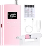 Makartt Electric Nail Drill, Rechargeable Nail Drill Machine 30000RPM, Perlarie Pearly Pink Portable E File Nail Grinder with Nail Drill Bits & Sanding Bands for Manicure Salon Home Use