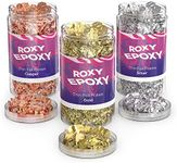 Roxy Epoxy Gold Silver Copper Metallic Foil Flakes for DIY Craft and Nails Art - Gilding Leaf Set for Crafts, Decorations and Professional Arts - 3 Jars 0.35 Oz