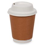 SANWALSA (250 ml,Brown, 8 Oz- Pack of 100-Piece Paper Disposable Ripple Cup with lid(100% Biodegradable) Ecofriendly, Safe & Hygienic for Juice,Coffee,Tea,Home,Office,Party & Wedding Events