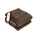 Tefici Electric Heated Blanket Throw,Super Cozy Soft Flannel 50" x 60" Heated Throw with 3 Fast Heating Levels & 4 Hours Auto Off,Machine Washable,ETL&FCC Certification,Home Office Use,Brown