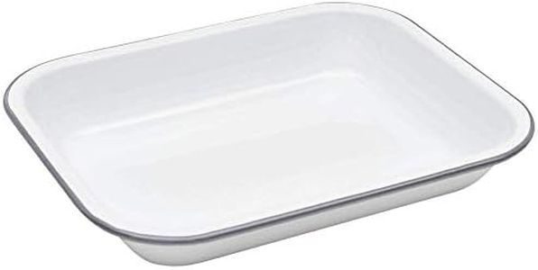 Enamelware Small Roasting Pan - Solid White with Grey Rim