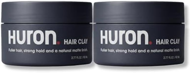 Huron Hair Clay for Men and Women - Premium Matte Finish Styling Clay, Firm Hold, Adds Texture, Fullness & Definition for a Natural Look, Clean Scent, All-Day Control, 2.77oz (Pack of 2)