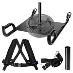 Yes4All Weighted Training Pull Sled with Vest, Steel Buckle, Fit for 1-2 Inch Plates, Sled Workout Equipment, Sport Power Sled for Athletic Exercise and Speed Improvement