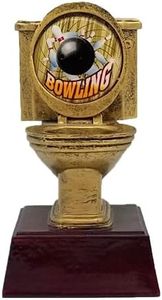 Gold Toilet Bowling Trophy - 6 Inch Tall | Engraved Last Place Bowler Award - Customize Now