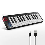 USB MIDI Keyboard 25 Key MIDI Controller with Drum Pads, Donner N-25 with Velocity-Sensitive Mini Keys&Light-up Rocker and Music Production Software Included, Small MIDI Keyboard with 40 Free Courses