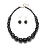 Flyonce Black Costume Jewelry Sets, Acrylic Beads Statement Necklace Earrings Set for Women Flapper Beads