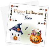 Personalised Halloween Card for Daughter Son Granddaughter Grandson Niece Nephew Girls Boys Ghost and Pumpkins