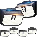Yolsunes 6 Pack Outdoor Solar Lights Motion Sensor, Solar Security Fence Wall Lights 3 Modes, 132 LED Garden Lights Solar Powered Waterproof IP65 for Outside Front Door Yard Garage Cool White 6000K