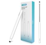 Metapen X1 Universal Stylus Pen for Touch Screens, 2-in-1 Retractable Stylus, High Sensitive Flocking Tip for iPad/iPhone/Android/Samsung/Surface/Kindle/Smart Board, Telescopic Pointer Stick (White)