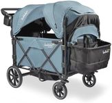 Larktale Caravan Quad, Seaford Blue - Foldable Stroller/Wagon for Kids & Babies - Seats up to Four Passengers - 214 lbs Total Weight Capacity - Dual Sun Canopies, Adjustable Handlebar - 2024 Version