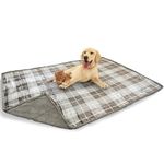 PetAmi Waterproof Dog Blanket for Medium Large Dog, Pet Puppy Blanket Couch Cover Protection, Sherpa Fleece Cat Blanket, Sofa Bed Furniture Protector Reversible Soft Plush Washable 60x40 Plaid Taupe