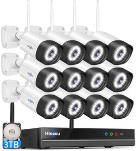 【Wireless Pro,Plug & Play】 Hiseeu 5MP WiFi Security Camera System Outdoor,12Pcs 16CH NVR Camera Surveillance System,Color Night Vision, Spotlight& Siren Alarm,2-Way Audio,3TB HDD for 24/7 Recordings