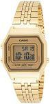 Casio LA680WGA-9D Gold Band Women's Digital Watch, Gold Dial, 33.5 × 28.6 × 8.6 mm