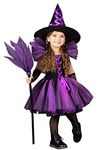 Happy Cherry Girls Halloween Costume Witch Hat Cosplay Tutu Dress Magic Evil Tulle Dress Princess Girl Pageant Gown