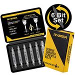 Damaged Screw Extractor - Remover for Stripped Head Screws, Nuts & Bolts | Set of 6 | Drill Bit Tools for Easy Removal of Broken & Rusty Hardware | Hardened High Speed Steel (HSS)