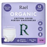 Rael Organic Cotton Cover Overnight Underwear - Panty Style Pad, Unscented, Disposable Period Underwear, Postpartum, Teen, Maximum Coverage (Size S-M, 12 Count)