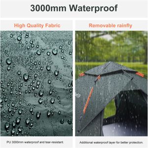 Amflip 3-Person Pop Up Camping Tent – Waterproof, Ultralight, Army Green