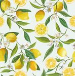 VEELIKE Self Adhesive Yellow Lemon Wallpaper Vinyl 45cm x300cm Citrus Flowers Greeb Leaves Peel and Stick Contact Paper Waterproof Removable Sticky Back Plastic for Bedroom Cabinets Decorations