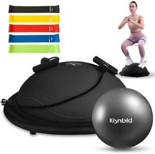 kisnbld Half Balance Ball Trainer, Inflatable Half Exercise Ball Balance Trainer with Pilates Ball & Resistance Bands, Non-Slip Half Yoga Ball for Home Gym Full Body Workouts