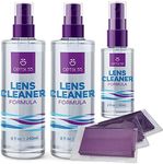 Optix 55 Lens Cleaner Spray Kit - Alcohol & Ammonia Free | (2) 8oz + (1) 2oz Eye Glasses (3) Microfiber Cloths Safe for Eyeglasses, Lenses Screens Streak-Free, Unscented (18 Fl Oz)