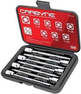 CARBYNE Torx Extra Long Bit Socket Set - 7 Pieces, (T-10 to T-40 Sizes), 3/8" Drive, S2 Steel Bits, CrV Sockets • From a Family-Run Tool Company Based in the U.S.A.