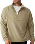Aulemen Men's Casual Quarter Zip Pullover-Athletic Lightweight Jackets Hiking Golf for Men Mock Neck with Pockets Khaki L