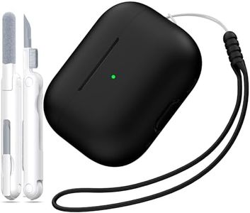 MHYALUDO Coque pour AirPods Pro 2e génération, Anti-Chute en Silicone Souple Absorbant Les Chocs, Coque pour AirPods Pro au Toucher avec Porte-clés et kit de Nettoyage,Noir