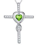 Dorella Jewelry Gifts for Wife Peridot Necklace Sterling Silver Love Heart August Birthstone Jewelry for Women Birthday Gifts