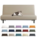 YEMYHOM Futon Cover Latest Jacquard Design High Stretch Armless Sofa Bed Slipcover Anti-Slip Furniture Protector with Elastic Bottom (Futon, Khaki)