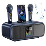 SINWE Karaoke Machine for Adults & Kids，Portable Bluetooth Speaker with 2 UHF Wireless Microphones and LED Screen，Supports AUX/USB/Type C/TF Card，PA System for Home，Party，Outdoors Activities