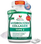 Collagen Type 2 Hydrolyzed Supplement with Chondroitin and Hyaluronic, for Healthy Hair, Skin, Nails, and Joints, No Fillers, Additives, and No Artificial Colors - 120 Vegetarian Capsules