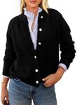 PRETTYGARDEN Women's Knit Cardigan Sweaters Casual Long Sleeve Open Front Button Up Ribbed Fall Sweater Jackets (Black,Large)