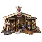 Kurt Adler 12-Piece Wooden Stable Nativity Set