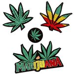 Marijuana Pot Leaf Applique Iron On Patches,Leaf Marijuana Cannabis Retro Hippie Patches for adorning Jeans,Hats,Bags, Jackets and Shirts(Set of 4)