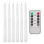 Teynewer LED Flameless Taper Candles Flickering Set of 6 with 10-Key Remote, Battery Operated Electric LED 28cm Long Candle LED Warm 3D Wick Light Window Candles for Home Christmas Wedding Decor