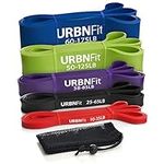 URBNFit Resistance Bands - Exercise Band Set for Pull-Ups, Crossfit, Yoga, Pilates, Strength Training & Workouts - Thick Latex Gym Bands - Long Resistant Loop - Fitness Accessories w/ Bonus Pouch - Élastique Entrainement - Bande Elastique Exercice