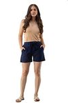 FASHION CLOUD Cotton Casual Shorts for Women (XX-Large, Navy Blue)