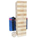 Jac & Mok Giant Tumble Tower Wooden Toppling Blocks Game set,Stacking Timber Games with Carrying Bag (54 pcs Large Tumble Tower with Dice)