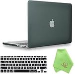 UESWILL Case Compatible with MacBook Pro (Retina, 13 inch, Early 2015/2014/ 2013/ Late 2012) Model A1502 A1425, Hard Shell Case with Black Keyboard Cover + Microfiber Cloth, Midnight Green