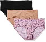 Warners Womens Blissful Benefits No Muffin Top 3 Pack Hipster Panties, Mauve Shadows Pop/Toasted Almond/Black, Medium