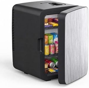 YOPOWER Portable Personal Mini Fridge 10 Liter AC/DC Portable Beauty Fridge w/ 2 Removable Shelf, Cooler for Skincare, Bedroom and Travel, Lightweight, Black