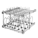 Rev-A-Shelf 2-Tier Kitchen Cabinet Pull Out 21" Cabinet Organizer for Pots, Pans, and Lid Cookware, Adjustable Heavy Duty Wire, Chrome, 5CW2-2122-CR